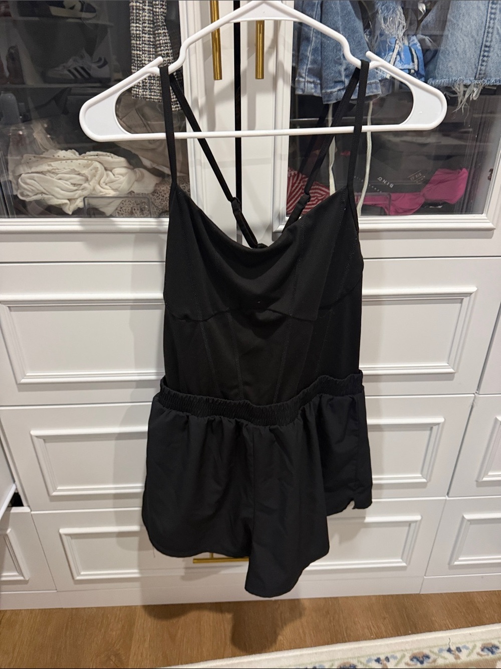 PINK Victoria's Secret Black Spaghetti-Strap Romper